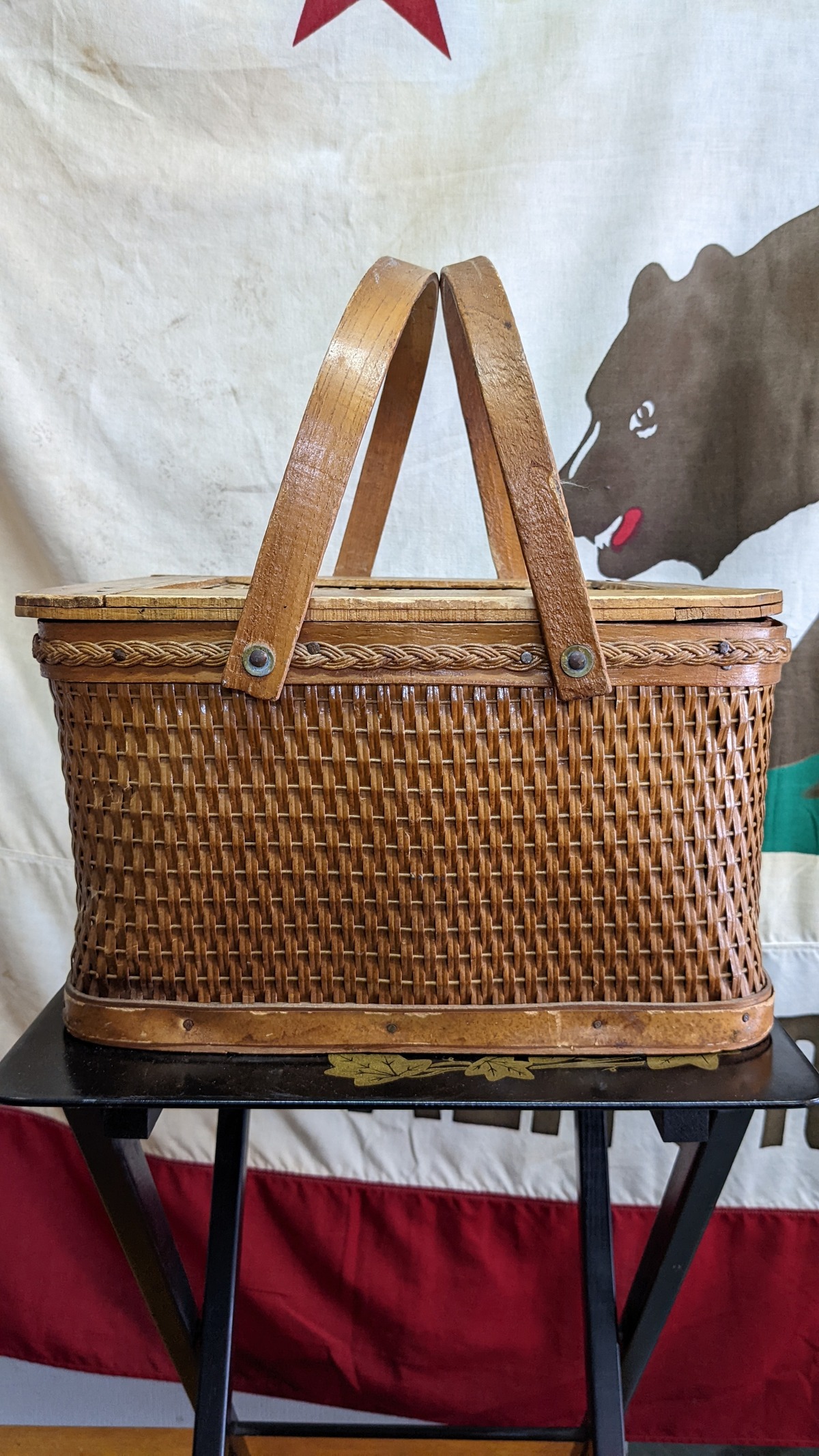 Rare！Vintage Square Picnic Basket ビンテージ ピクニックバスケット スクエア型 キャンプギア バスケット