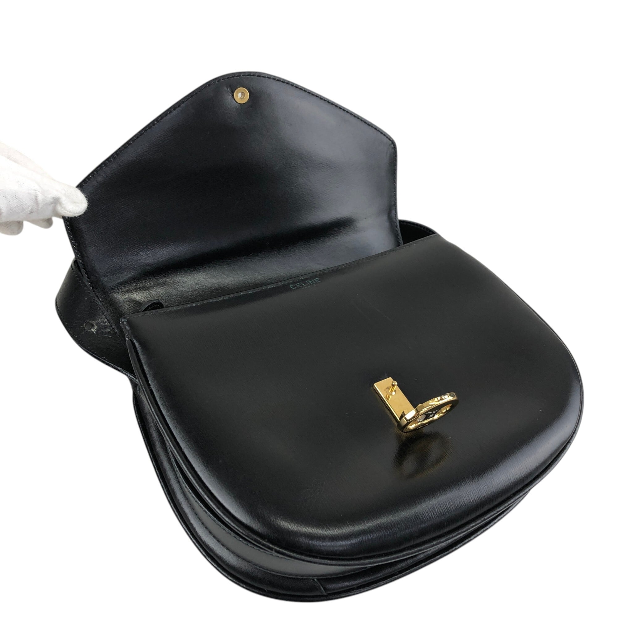 ヴィンテージ品■JOHN‐LENNON■ワンショルダーバッグ/ブラックレザー Q CELINE セリーヌ ショルダーバッグ ブラック ブラゾン レザー vintage