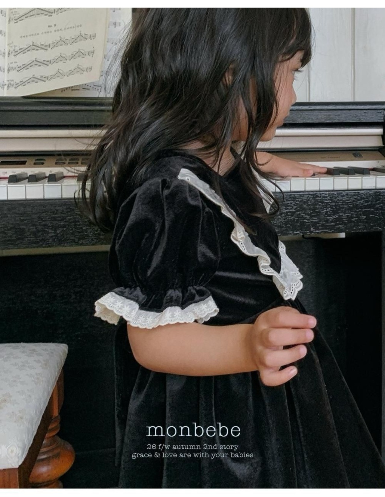 〖取寄〗韓国子供服 / 26winter / monbebe / アンナベルベットワンピース / キッズ *S~XL*