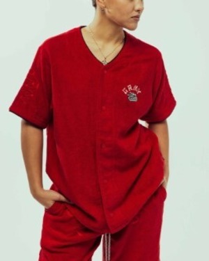 GRIMEY LUCKY DRAGON　パイル　baseball　shirt　SET UP セットアップ　RED