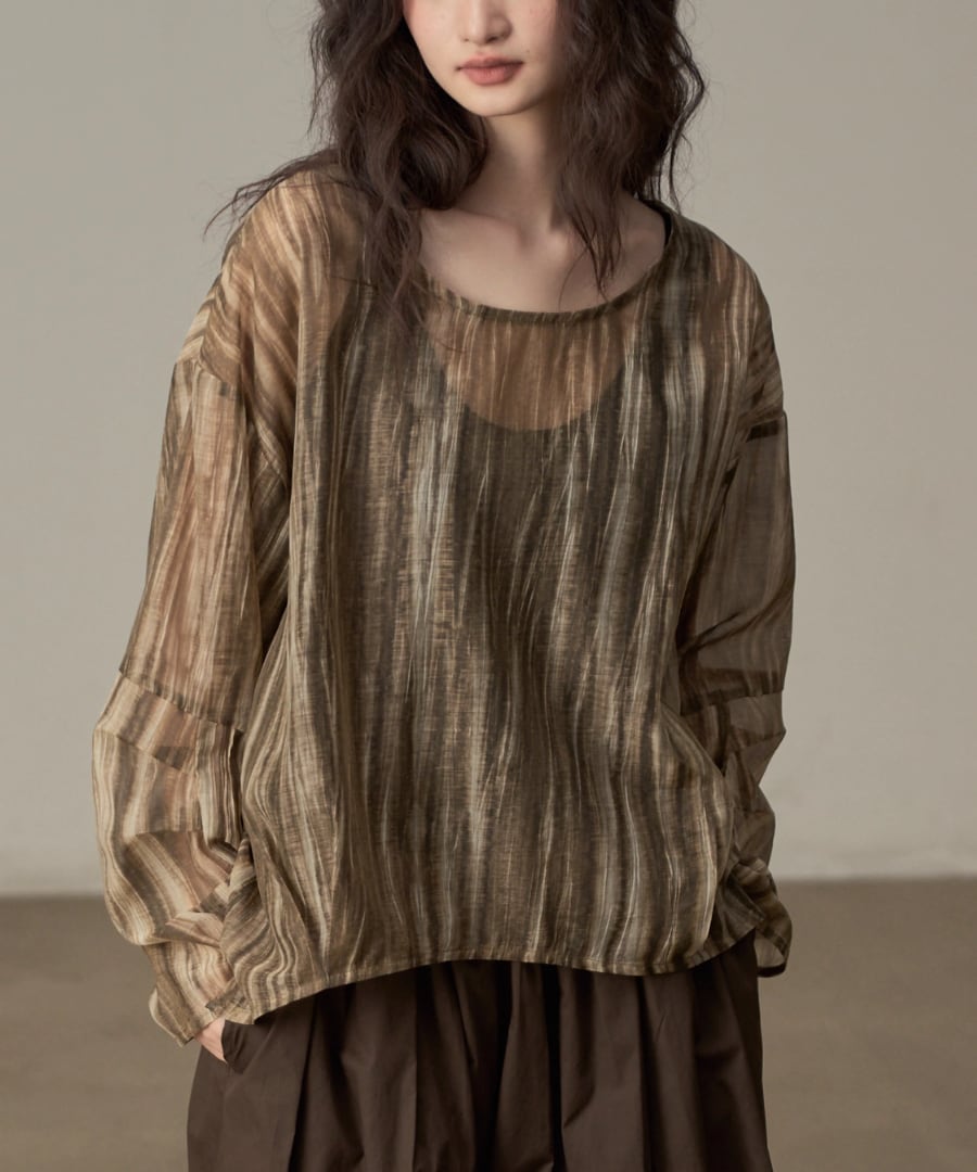 シアー◆ラウンドネックブラウス【t-10182】