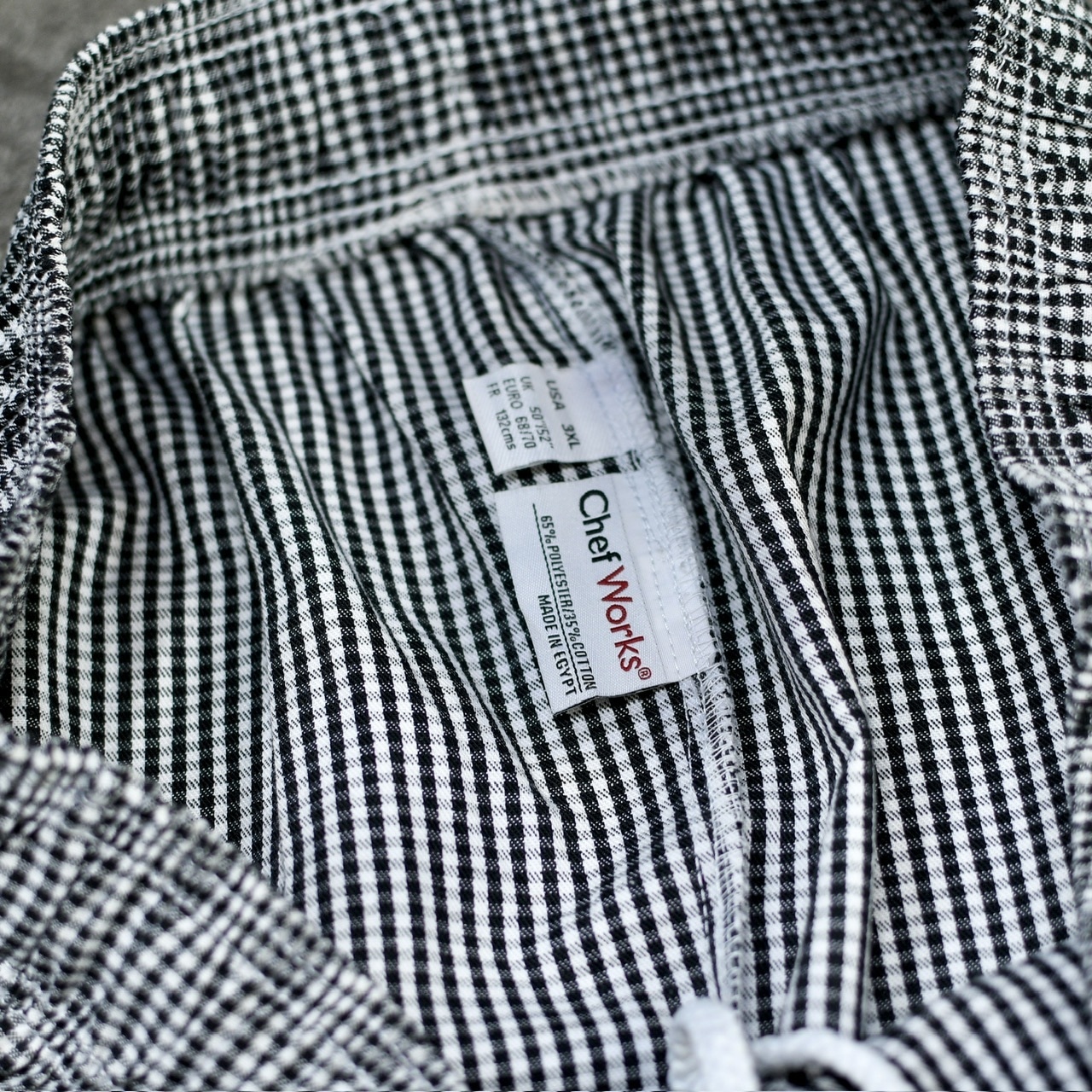 Gingham check 3XL super wide chef pants