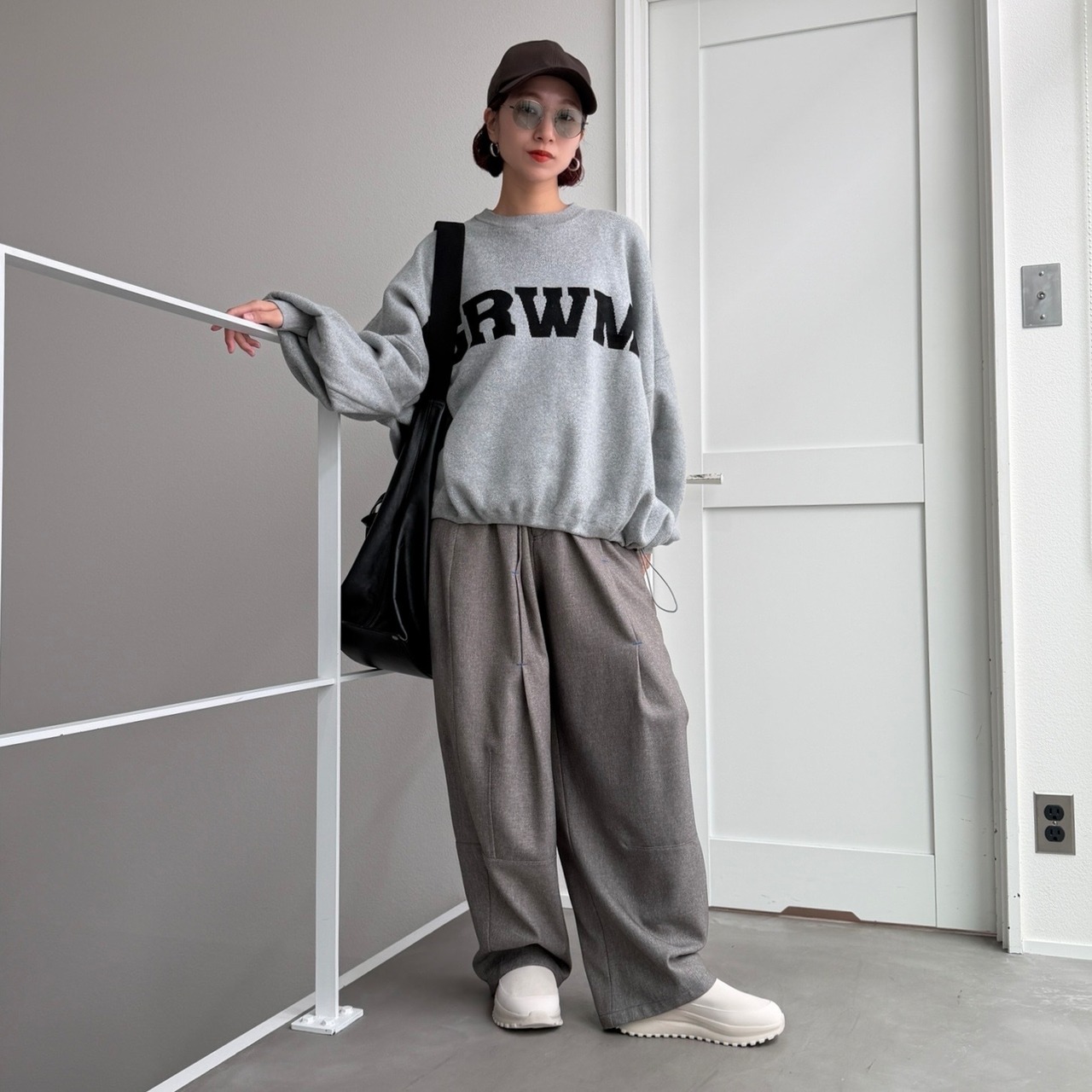 [GRWM]ボリュームワイドknit/グレー