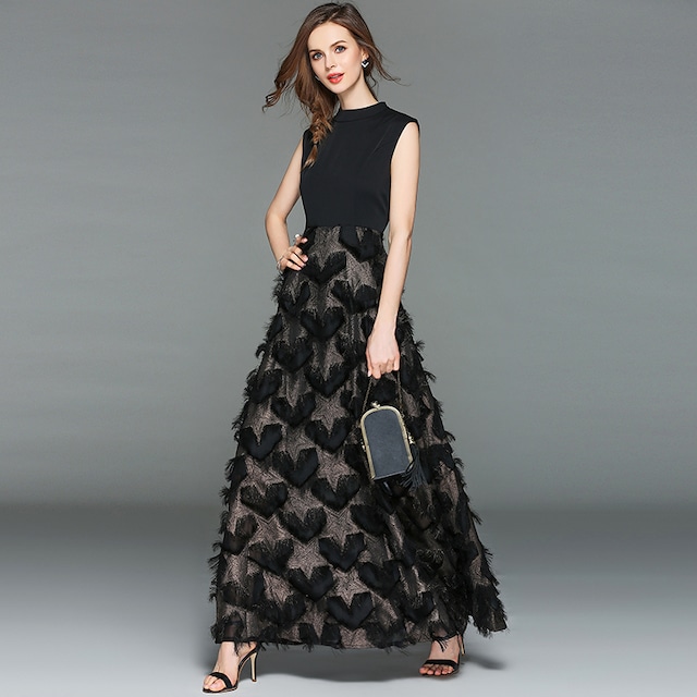 送料無料 パーティードレス ドレス ワンピース フォーマル 結婚式 お呼ばれ 披露宴 2次会 ロング丈 バイカラー ノースリーブ 代30代40代 上品 華やか きれいめ 大人 エレガント Ingenuity