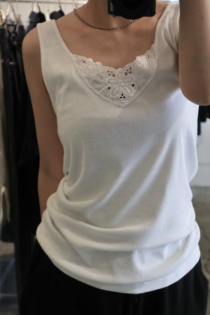 Euro cotton embroidery lace tank tops
