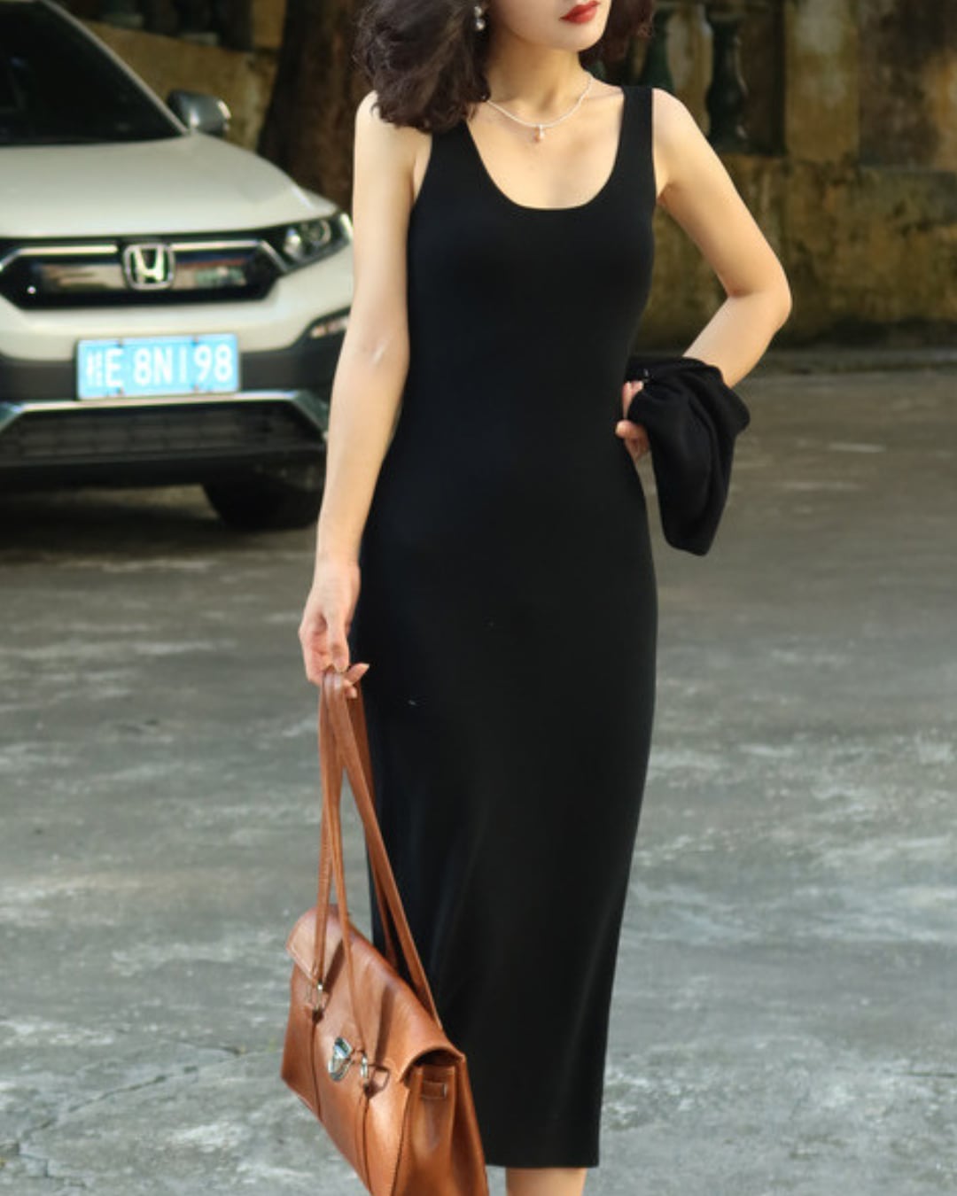 Uネックロングワンピース S25240