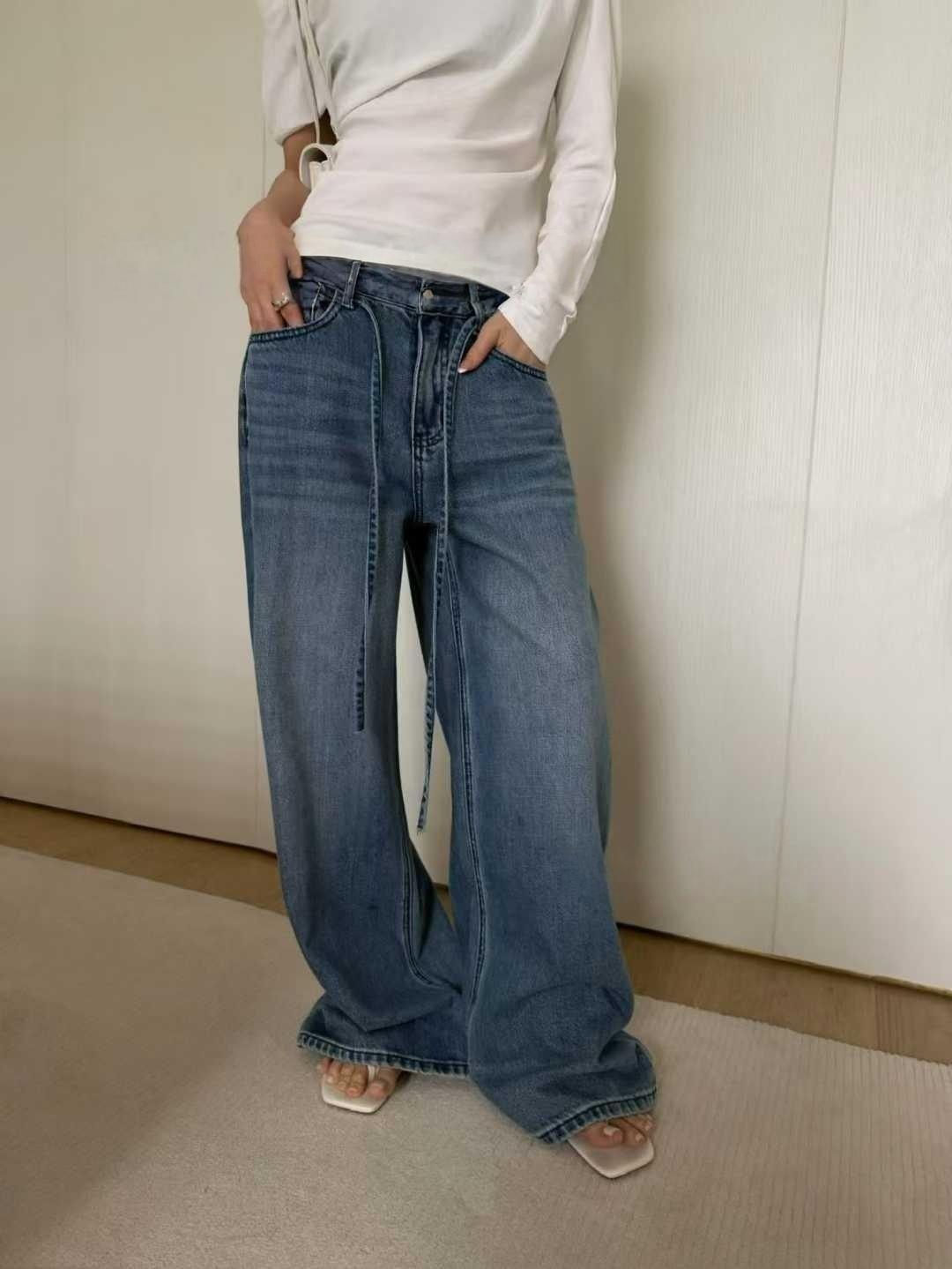 T0198 PURITY JAPAN リヨセル混デニム ワイドストレートパンツ