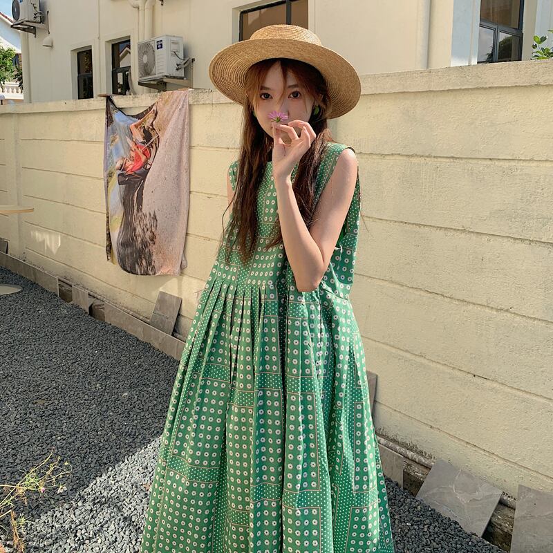 ドレス サマースタイルスタンダードロングスカート レトロ 夏物 試着室69618306006