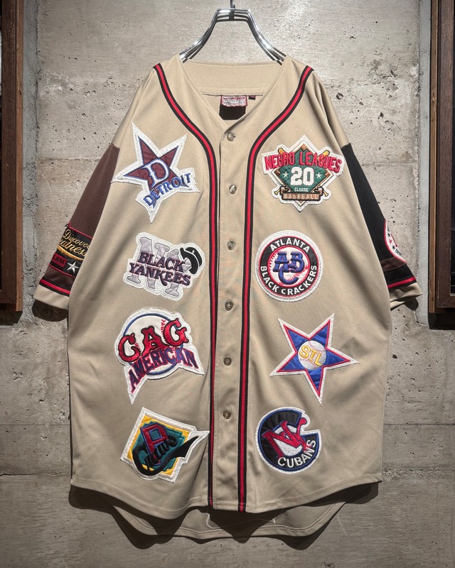 【Caka】“Negro League”Multi Wappen Design Vintage Baseball Shirt