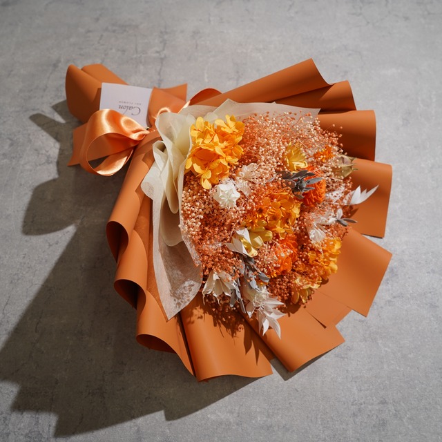 ドライフラワーの花束 Mサイズ オレンジ M-504≪限定１点≫