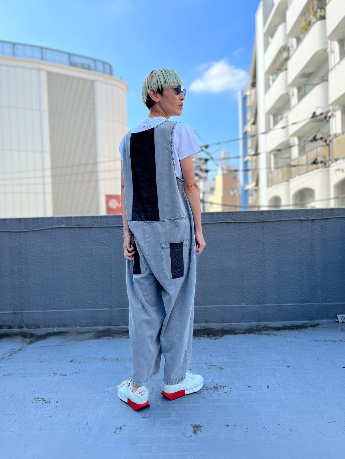 ユニセックス 大島紬パッチワーク サロペット 紬パッチワーク 着物 