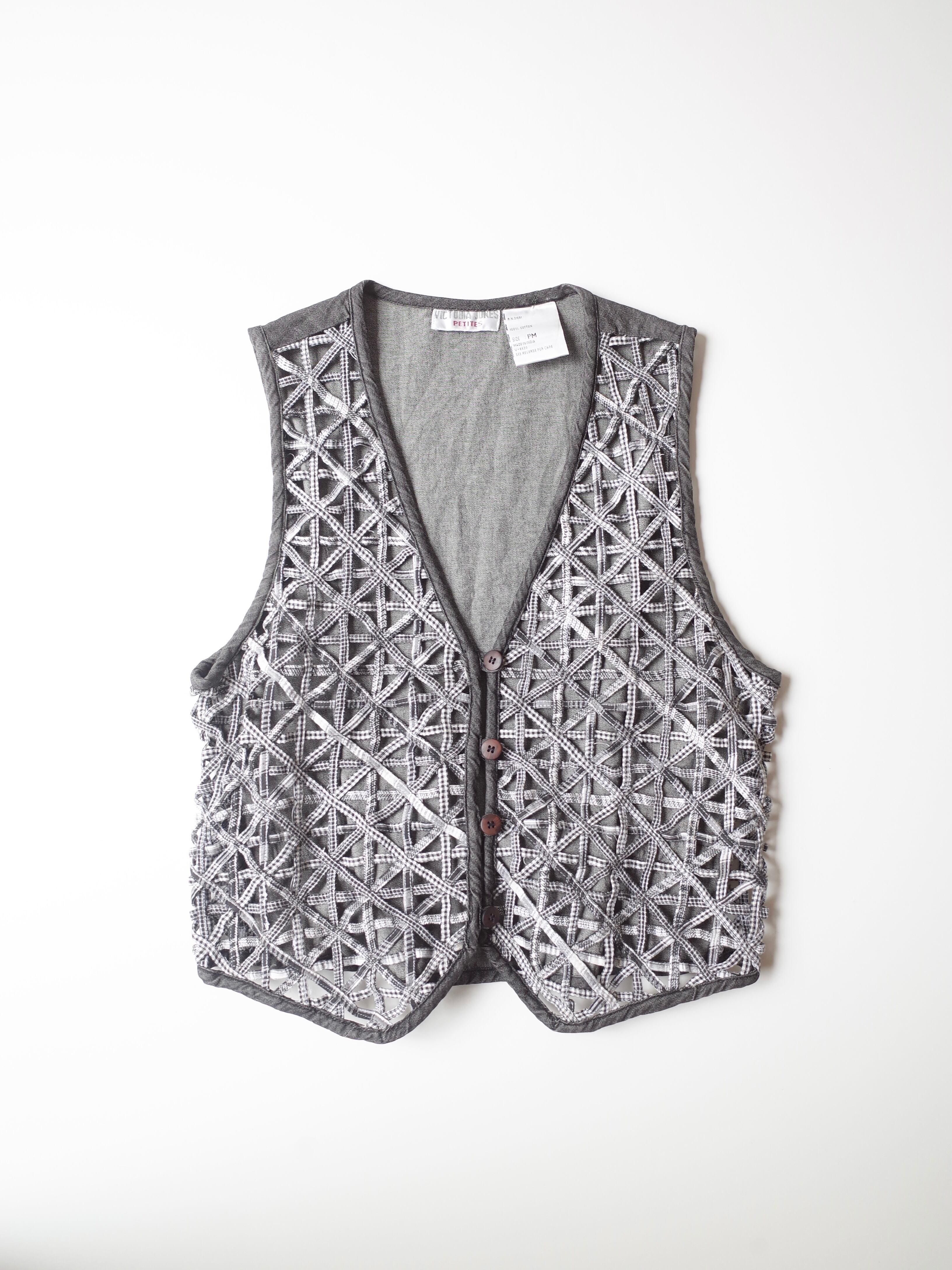India cord embroidery denim vest