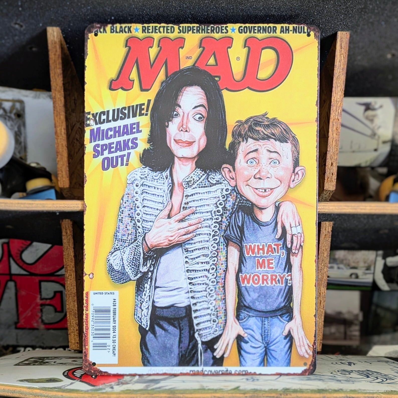 送料無料!ちょうどいいブリキ看板 【 MAD / マッド マガジン】『 Michael Jackson マイケル・ジャクソン 』 METAL SIGN / メタルサイン / ブリキ看板 / サインボード / ビンテージ加工〚アメリカン雑貨 アメトイ〛