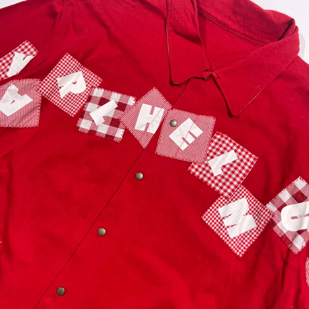 Karl Helmut カールヘルム パッチワーク風 半袖 シャツ ジャケット/レッド メンズ