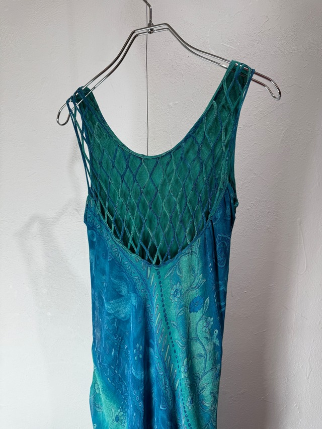 90s Art Pattern Mesh Back Dress