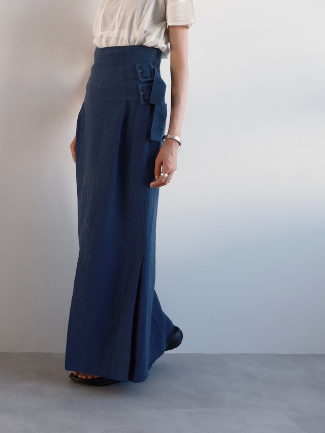 Mame Kurogouchi　LINEN HIGH-WAIST MAXI SKIRT