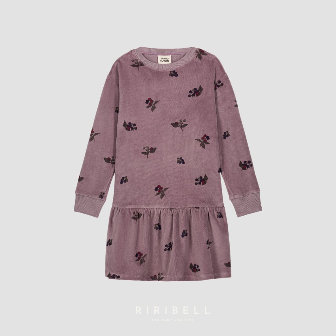 【STUDIO BOHEME】CHICAS DRESS - MAUVE / BLACKBERRIES <36M/4Y>