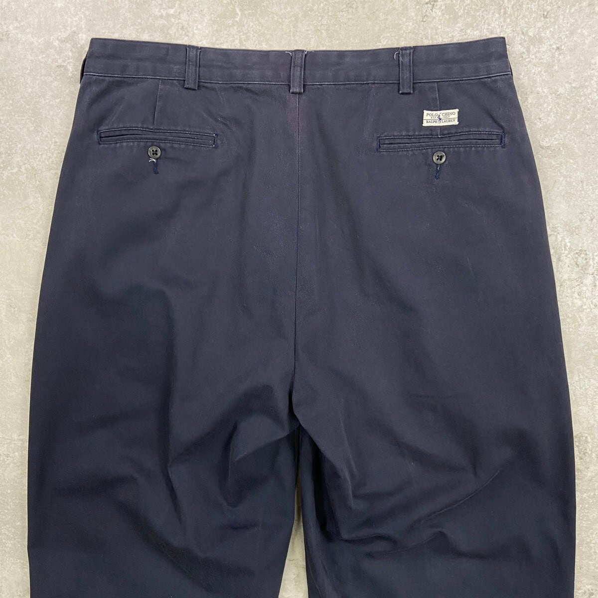 ヴィンテージUSA製ポロラルフローレンポロチノANDREWネイビーW36古着 90年代 Polo by Ralph Lauren ポロバイラルフローレン 2タック ワイド