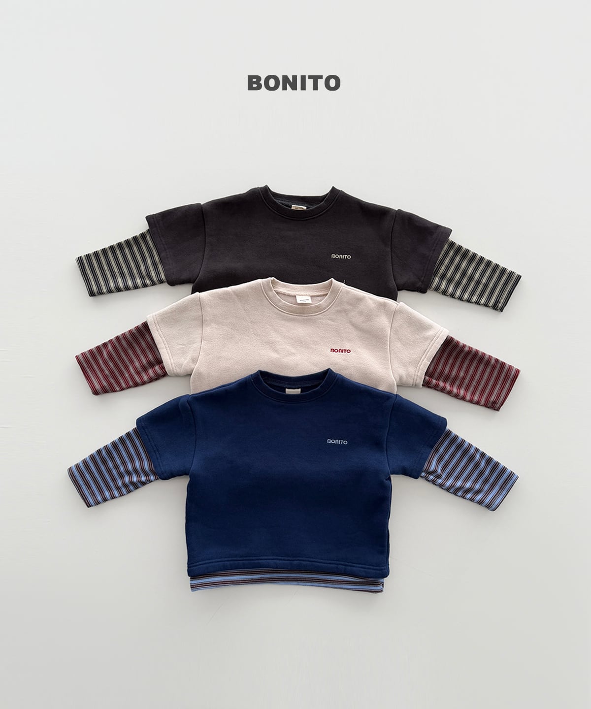 double-sided fleece short-sleeve layered tee【BONITO】※12月中旬発送予定