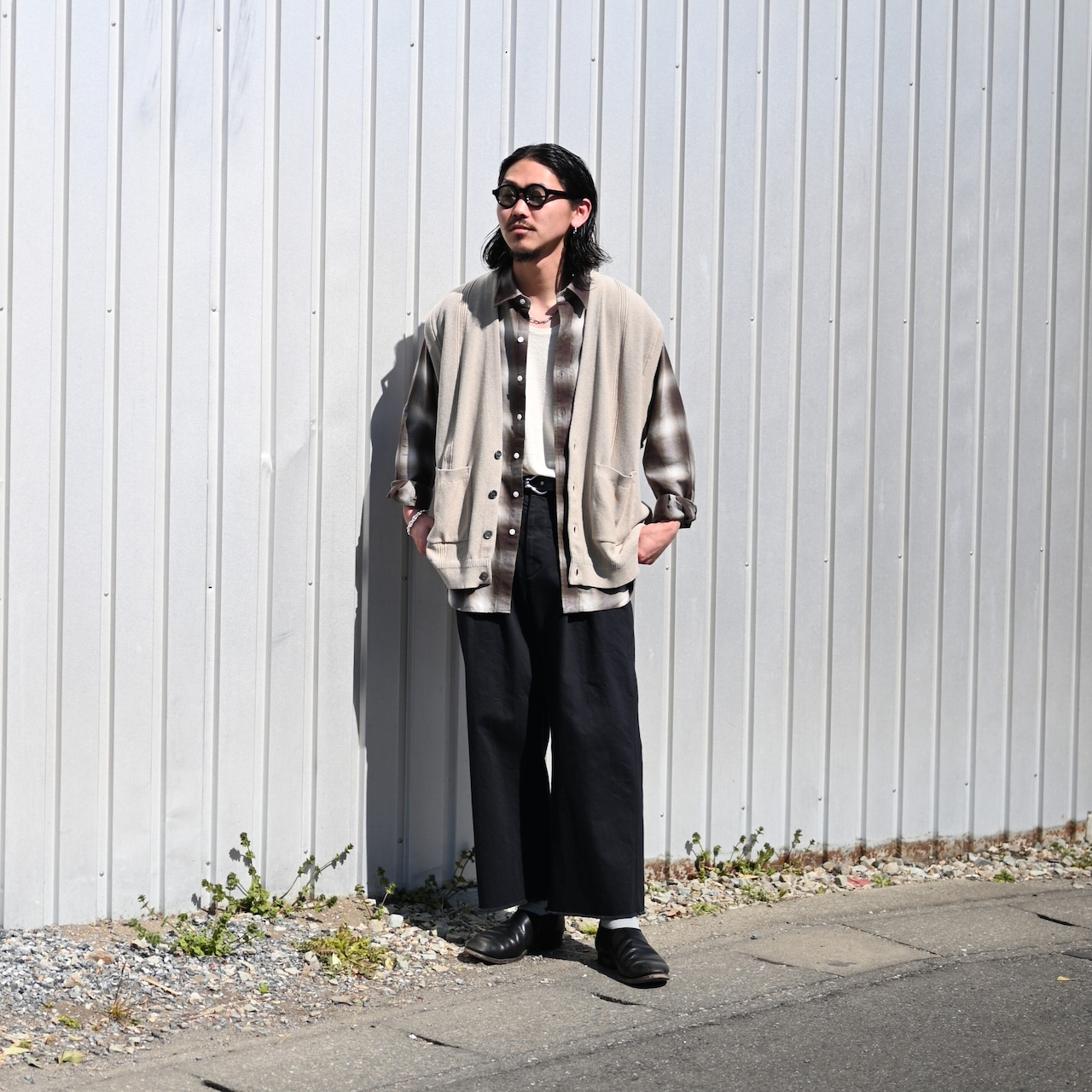 SAYATOMO / 2-Tack Cutoff Wide Denim Pants