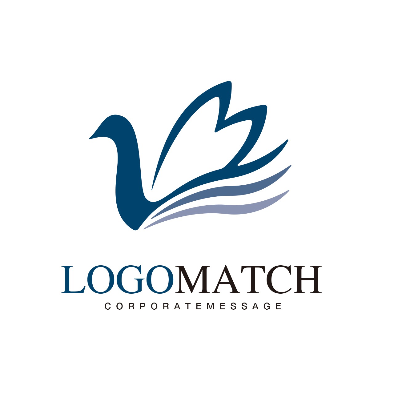 優美なハートと白鳥のロゴ