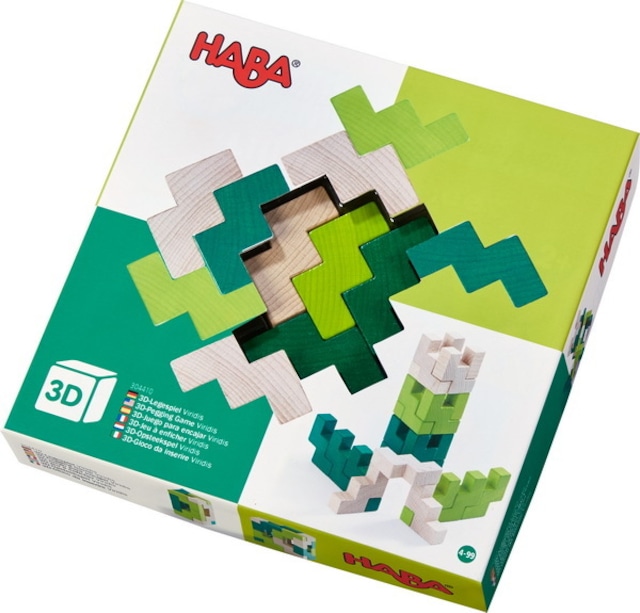 【セール】HABA　3Dパズル　グリーン　21ピース　並べて積んで遊ぶ　創造力　3歳〜