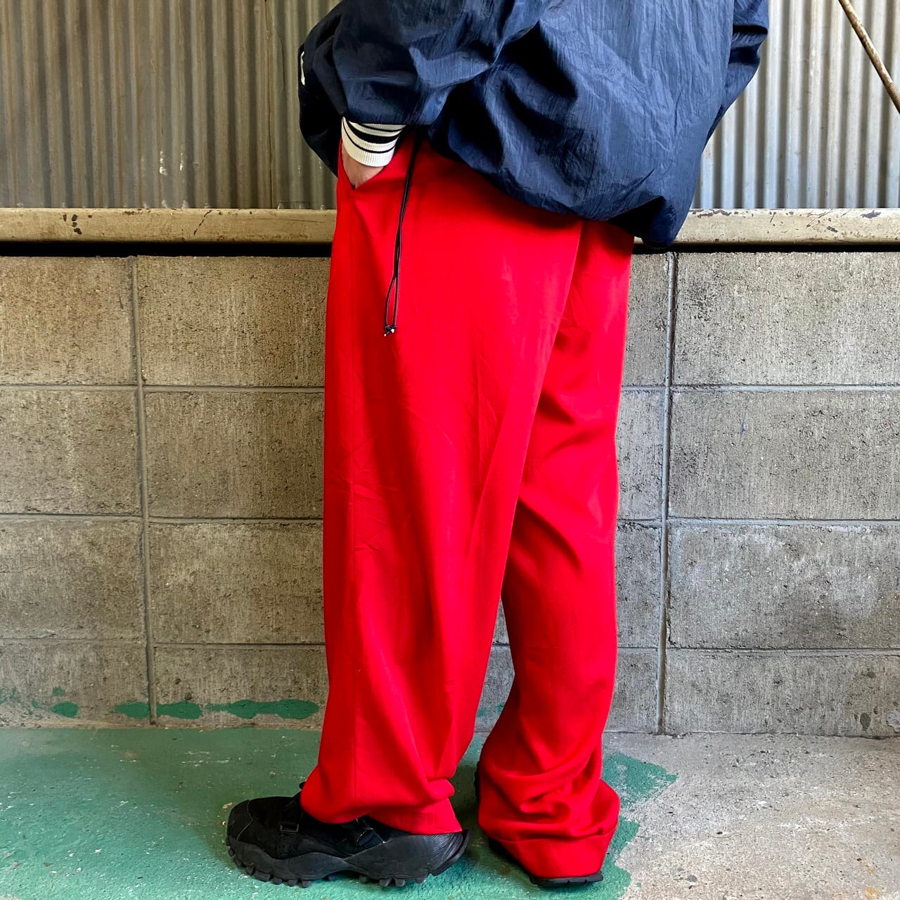 80's old slacks ワイドテーパード スラックス 赤