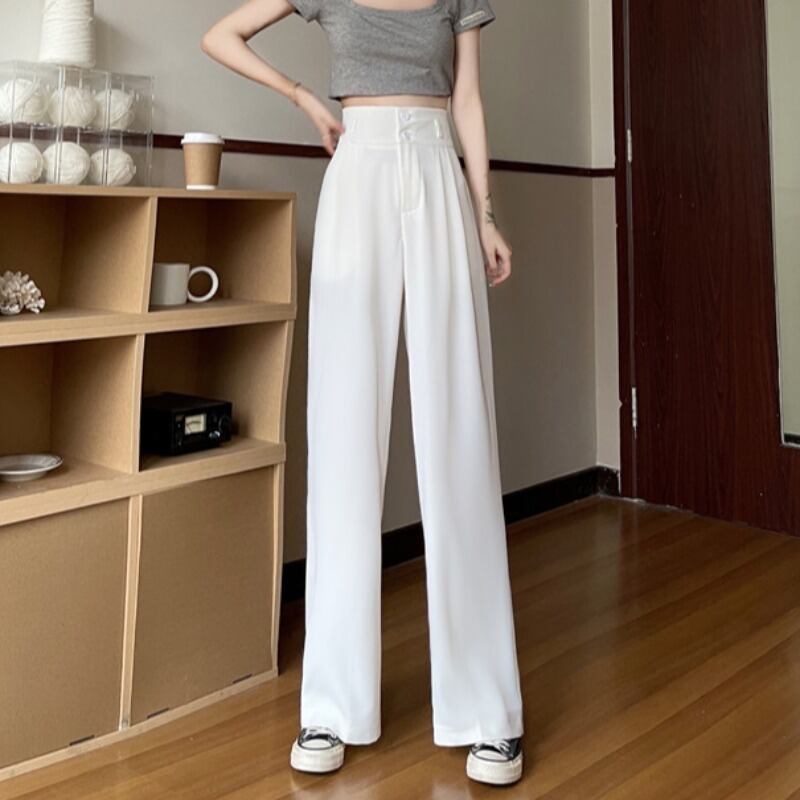 ホワイトパンツ サマースタイルハイウェストルーズカジュアル 夏物 ハンチェンe19822102133