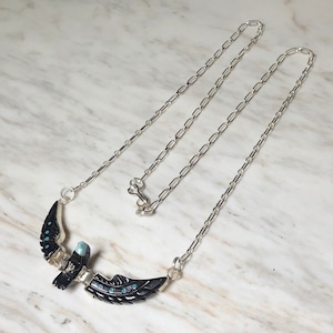 ben livingston silver eagle necklace set with turquoise&jet