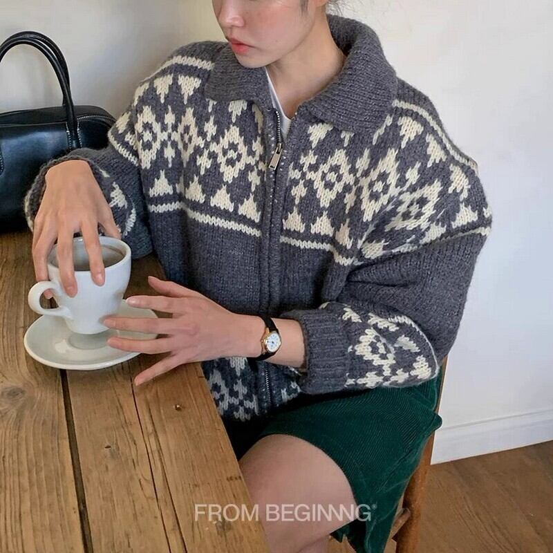 Nordic zipper knit (2color)