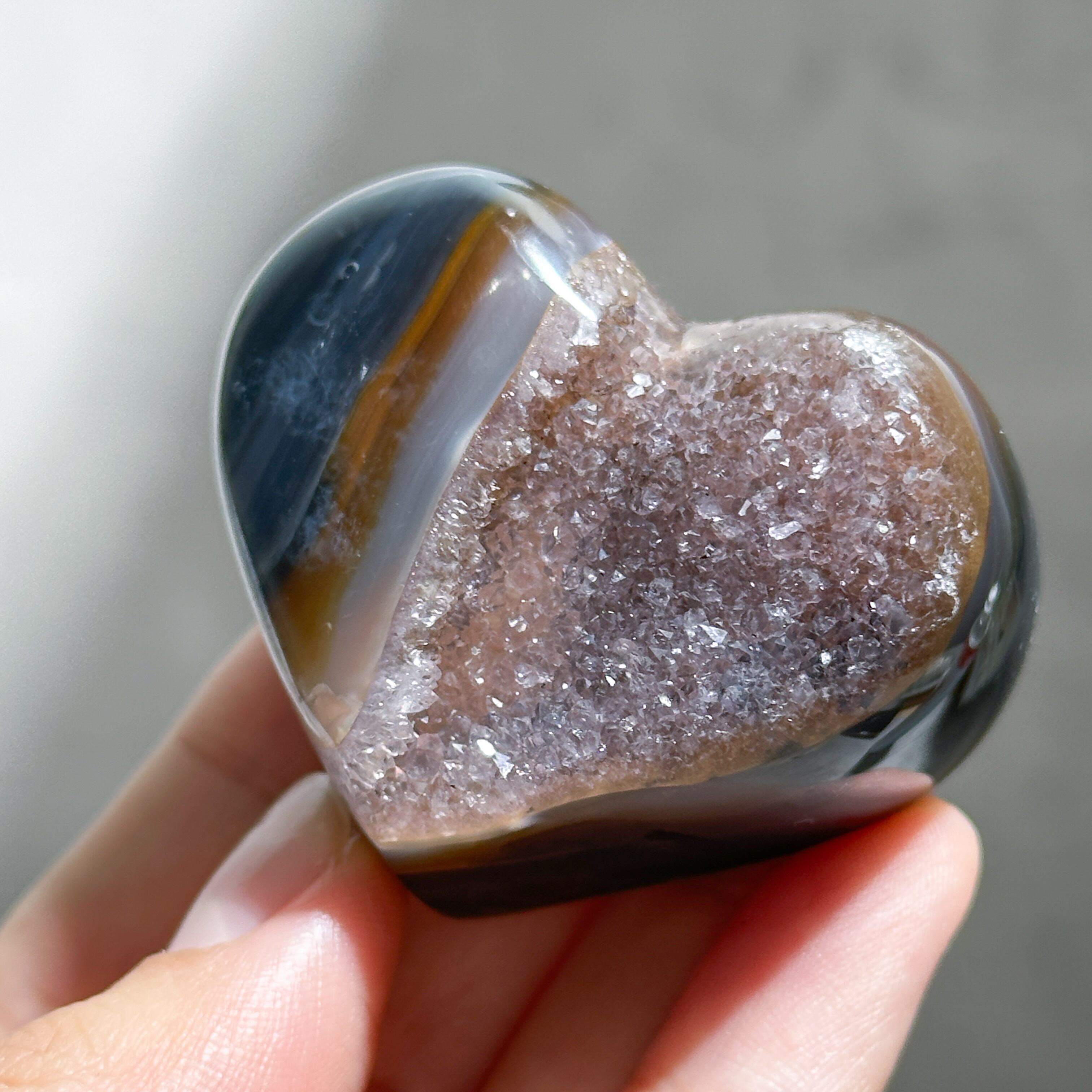 アゲート×ドゥルージー ハート22◇ Agate × Druzy ◇天然石・鉱物