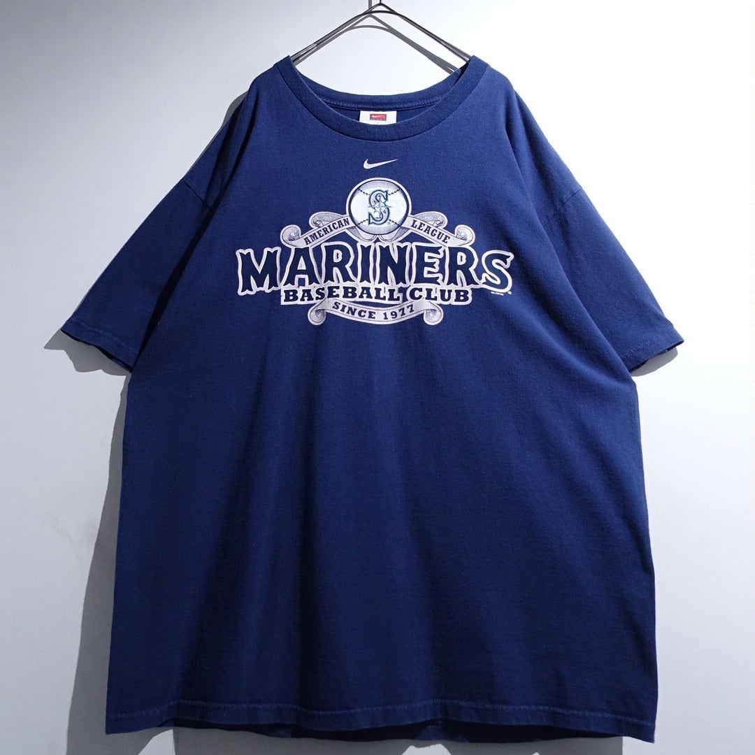 00s "NIKE" Navy Seattle Mariners Print T-shirt