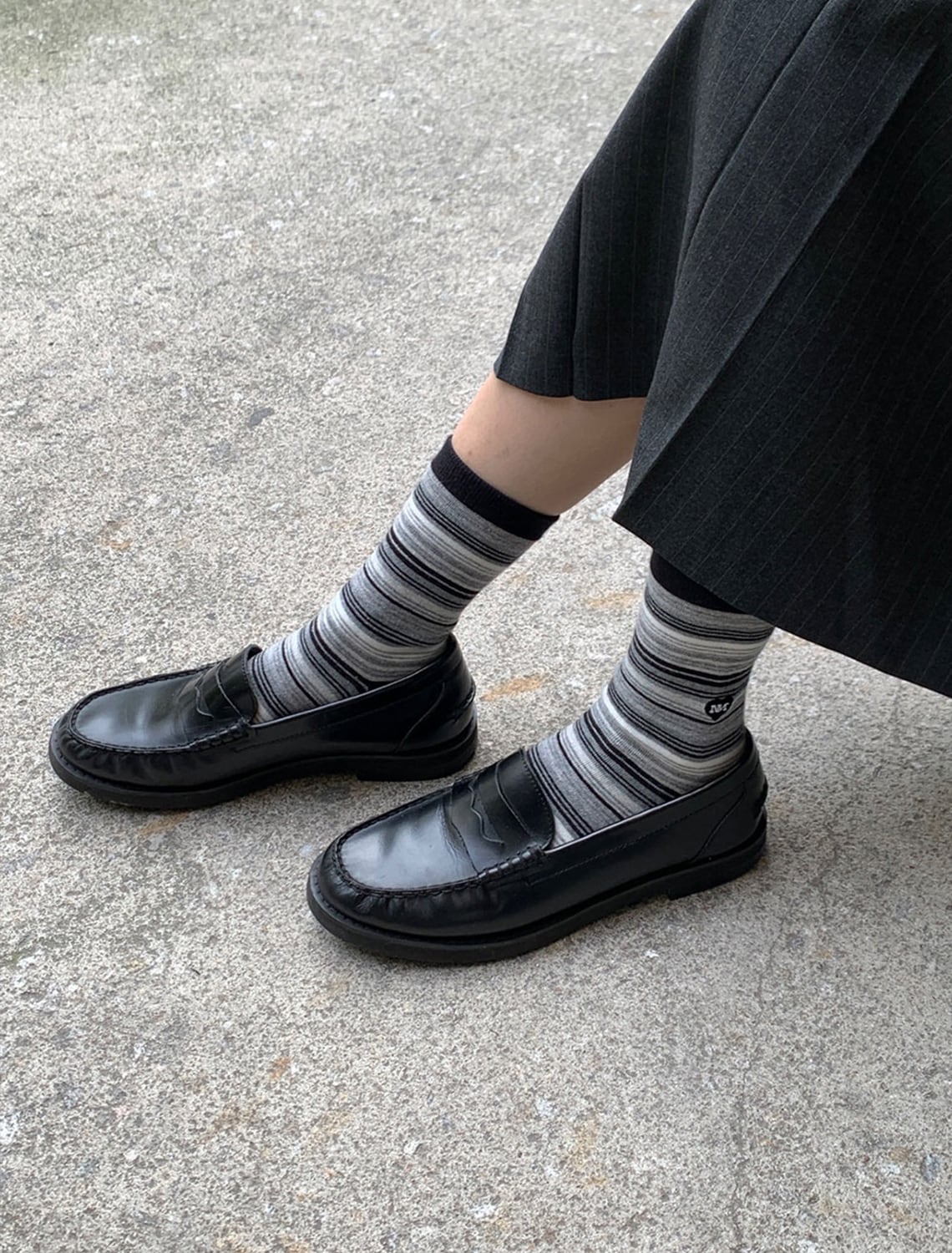 MELLOW MIX STRIPE HEART_black