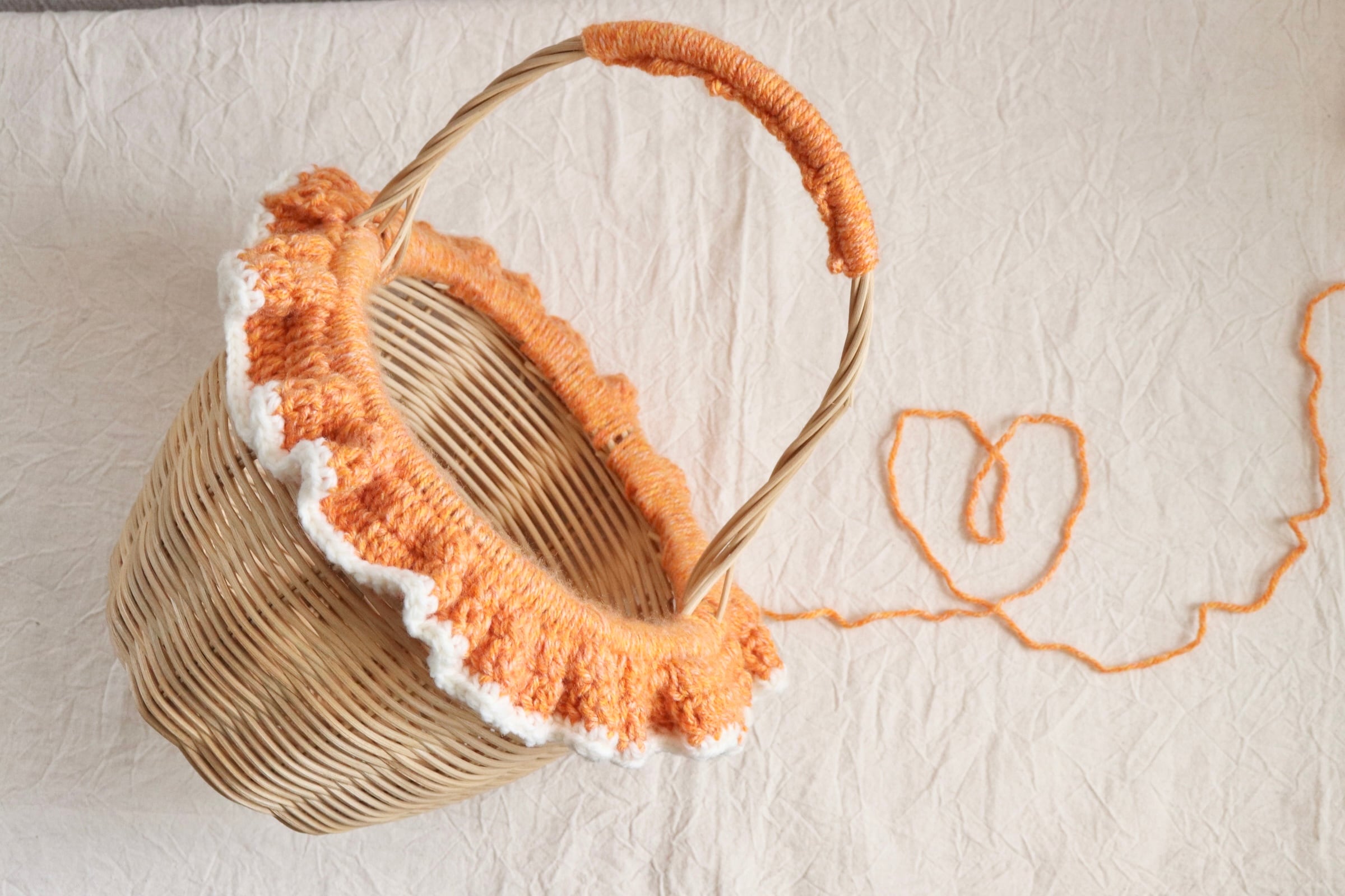 フリンジどんぐりかごバッグ✳︎みかんクレープ✳︎ラタン | helloflower