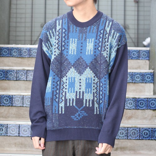 EU VINTAGE linea FRANKALEXS PATTERNED DESIGN KNIT/ヨーロッパ古着柄デザインニット