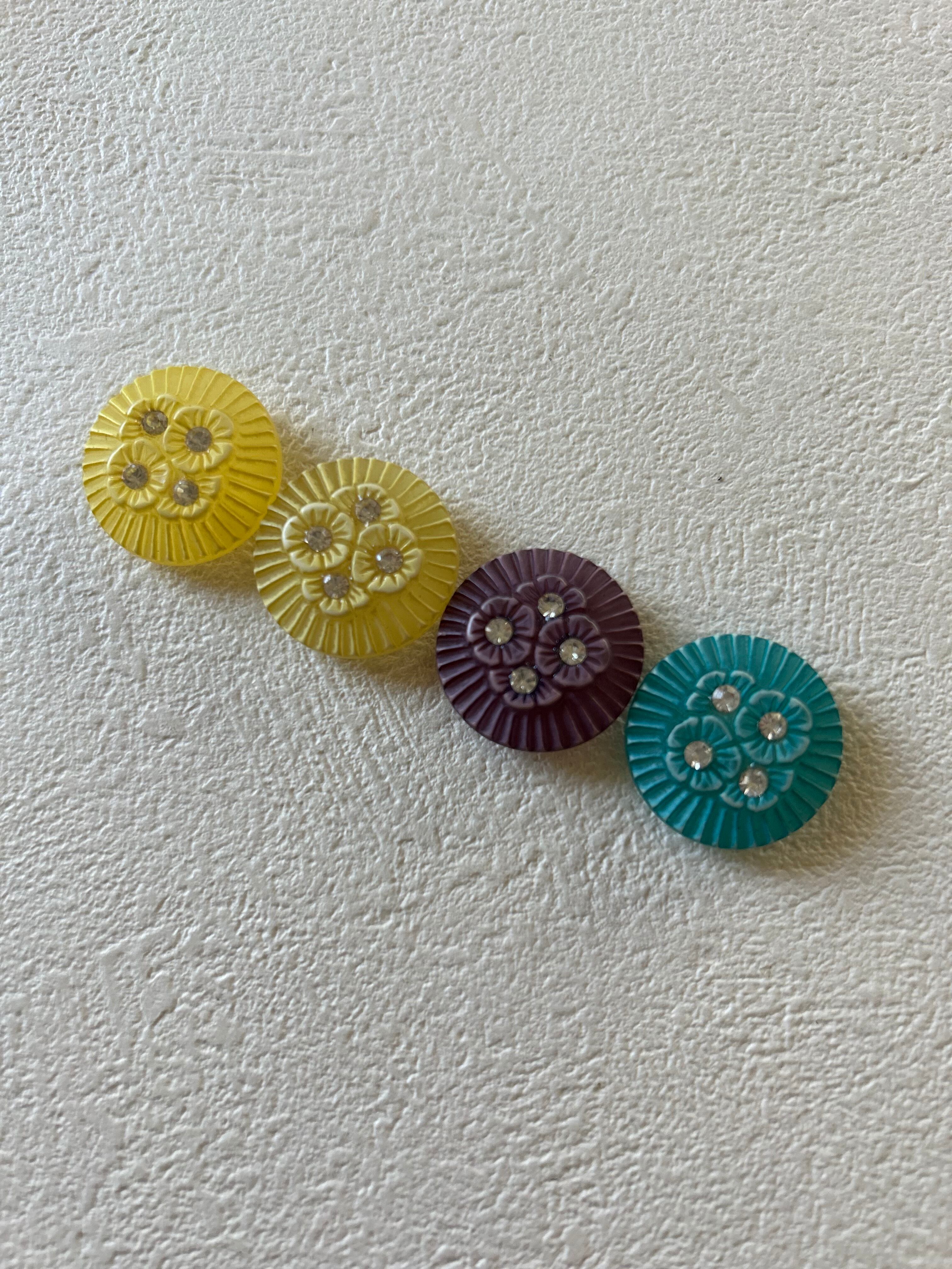 輸入デザインボタン お花 フラワー フロスト21mm ストーン プラスチックボタン アクセサリーパーツ デコレーション材