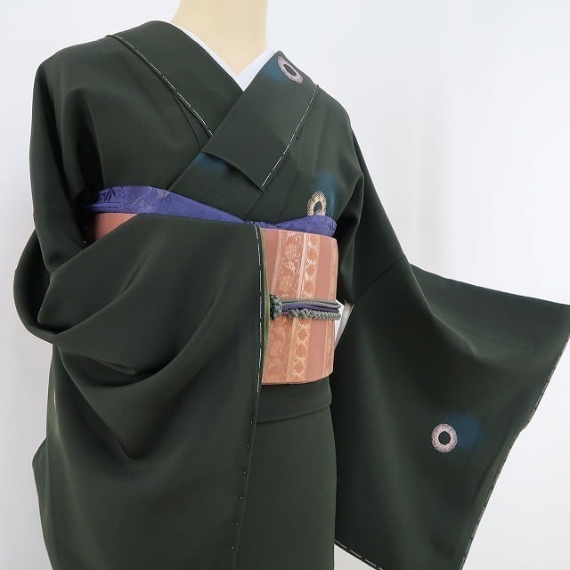 新品 京刺繍 手刺繍作家 梯久恵 着物 正絹 仕付け糸付 小紋 2727