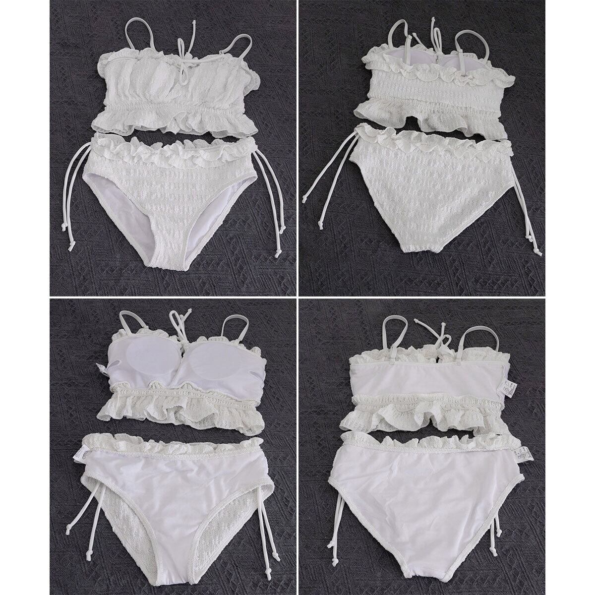 フリル 水着 ビキニ水着 上下セット レディース 夏 韓国 大人 かわいい フェミニン きれいめ ポコポコ素材 ビーチ プール 海水浴 レジャー リゾート おしゃれ 華奢見え 大人可愛い 大人女子