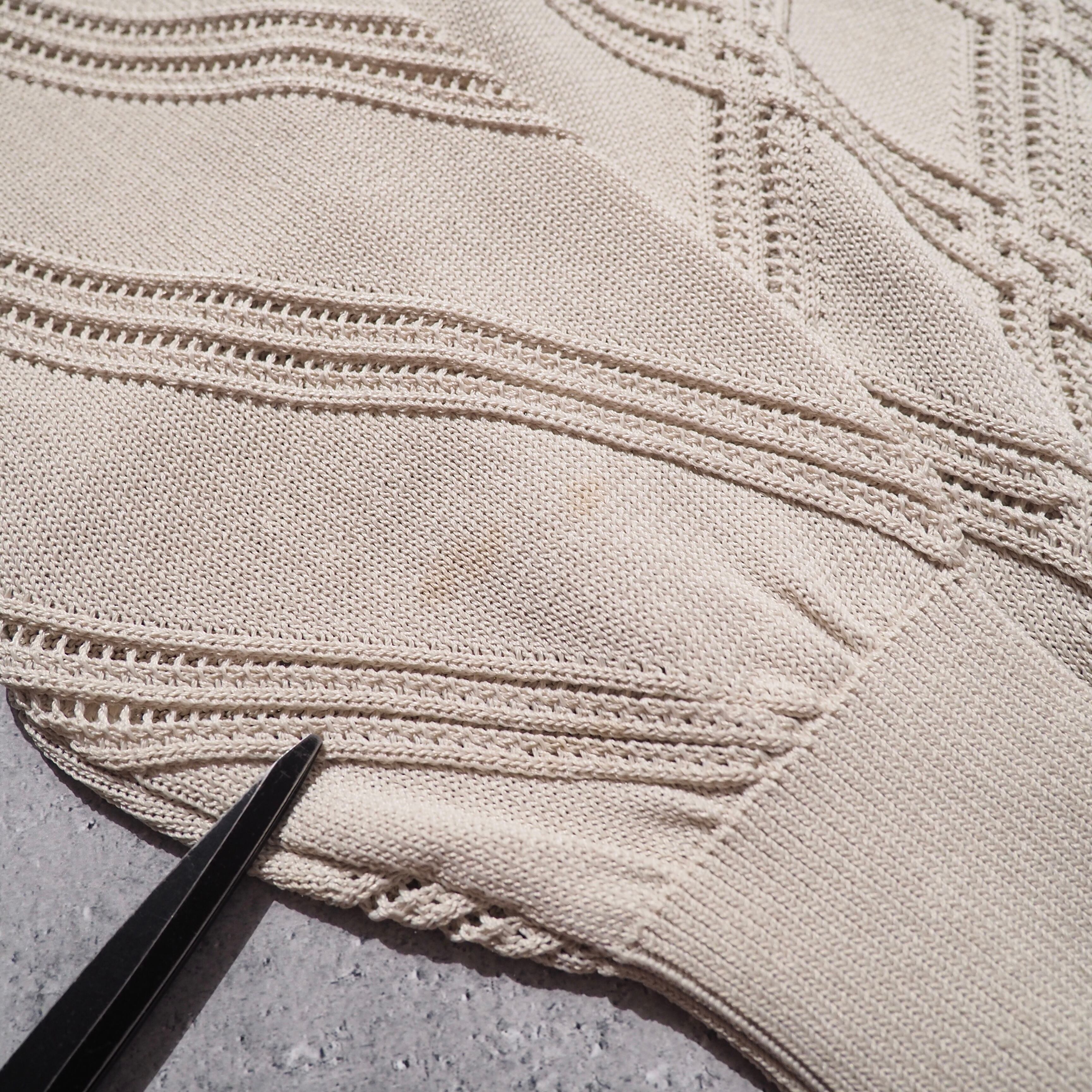 1990s Switching Mesh Embossed Vintage Loose Knit