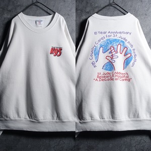 90s "JERZEES" White Hand Motif Print Design Sweat