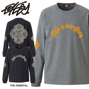 【 eye-461ls】EYEDY アイディー 大きいサイズ メンズ ロングTシャツ THE ORIENTAL ロンT 長袖 M L XL XXL XXXL Tシャツ デザイン プリント Tシャツ GRAY BLACK グレー ブラック オリエンタル