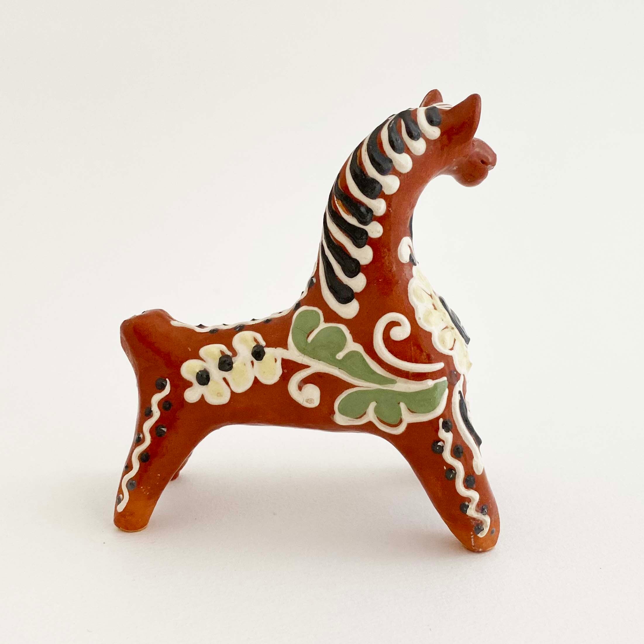 ウクライナ産  オピシュニャ土人形（馬 縞のたてがみ）