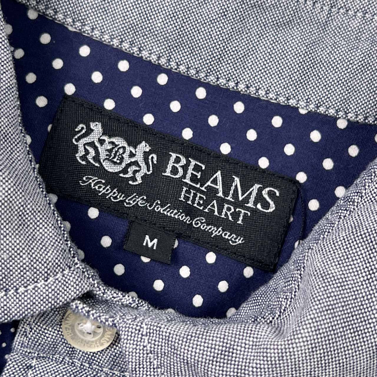 BEAMS HEART ビームスハート ドット柄 半袖 シャツ M/ネイビー系 メンズ