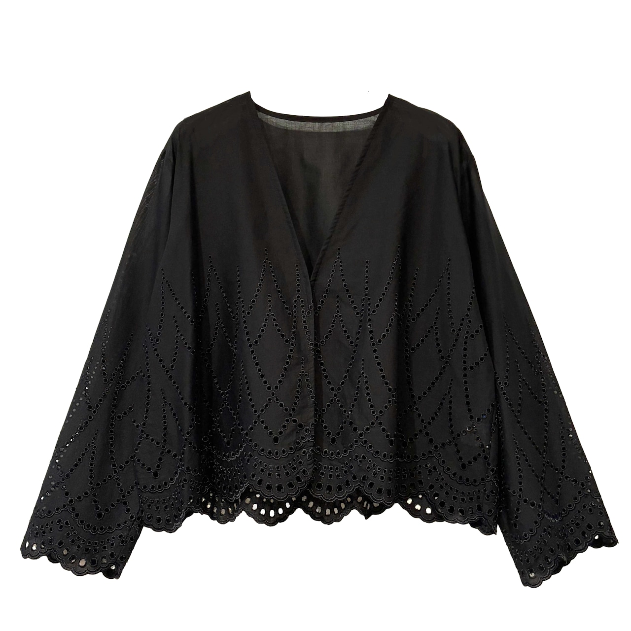 【最新作】カットワーク刺繍羽織りブラウス【263-1102】Cutwork embroidered haori blouse