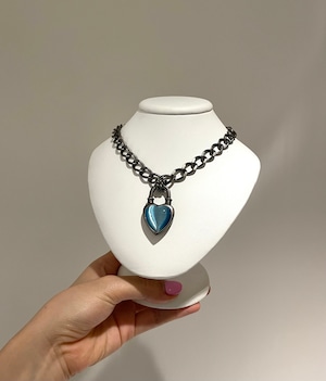 Never End® Chain Choker/Necklace Silver/BLUE #1755　ネバー・エンド　チョーカー/シルバー/ブルー