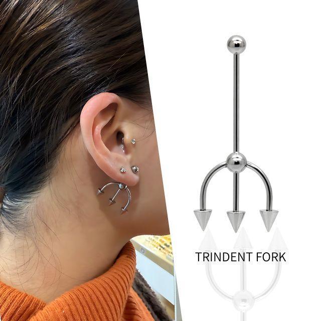 ボディピアス 14G デビルフォーク 槍 ストレート ロブ 軟骨ピアス