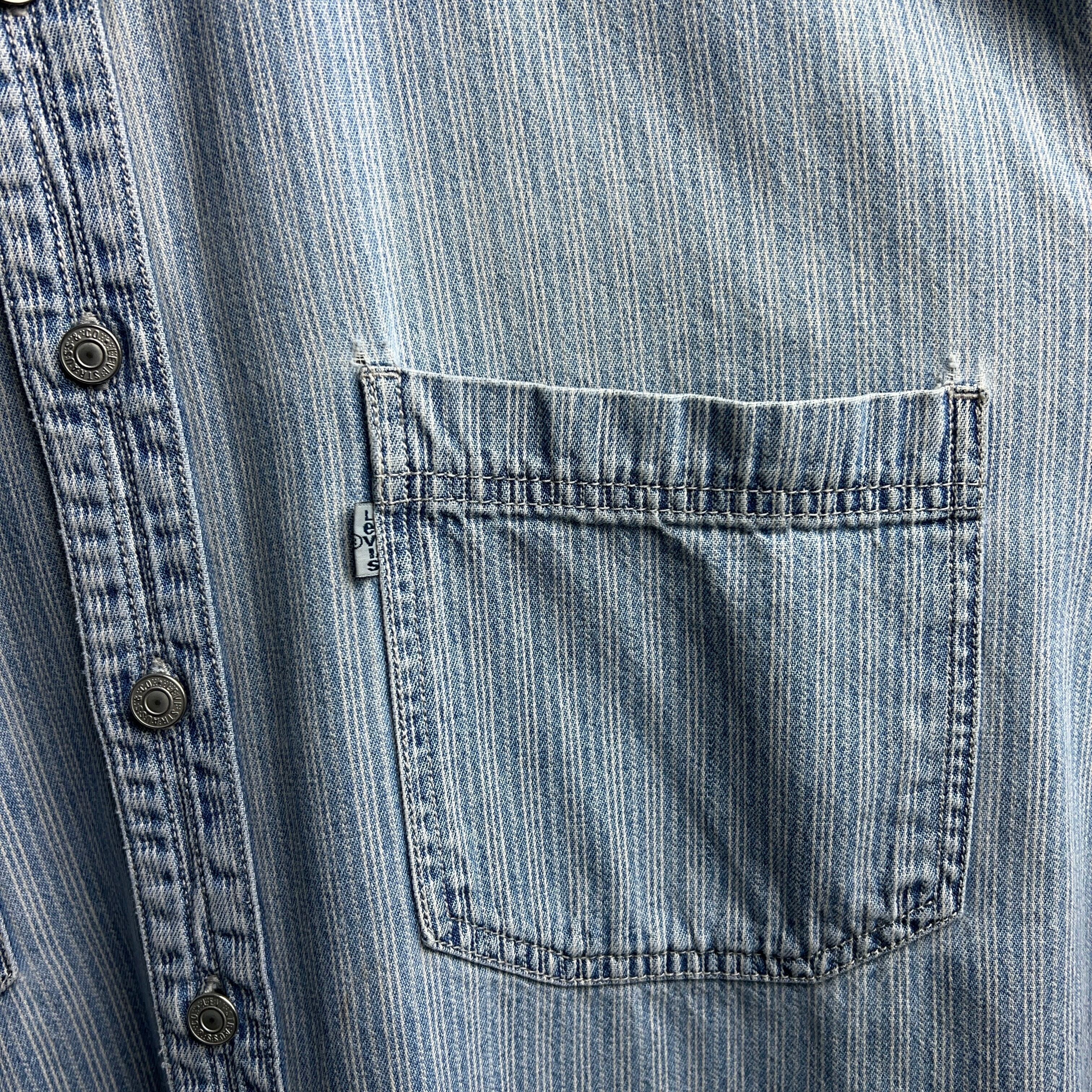 90's Levi's Hickory Stripe Denim Shirt 90年代 リーバイス
