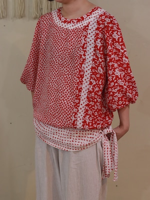 SUSAN FREIS WHITE RED BLOUSE