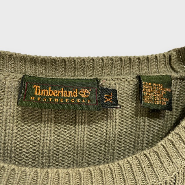 90s Timberland ティンバーランド リブ編みニット カーキ XL