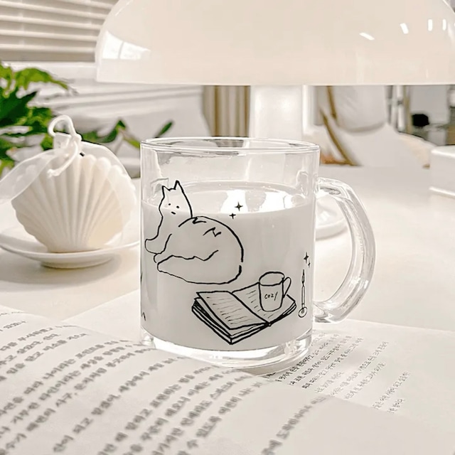 my favorite mug / マイフェイバリット マグカップ ガラス コップ キャット 猫 韓国雑貨